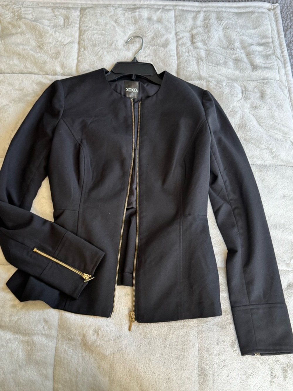 XOXO Black Jacket with Gold Zip Detailing